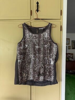 RACHEL Rachel Roy Metallic Sequin Front Tank in Brown and Black
